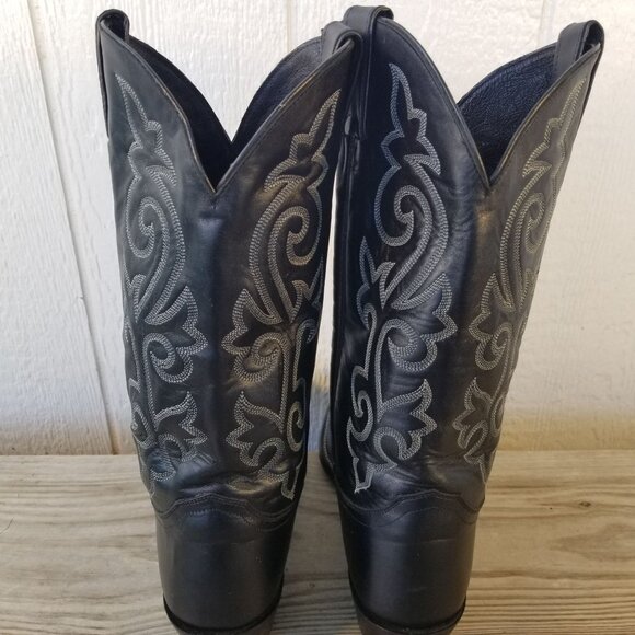 Justin Buck London Calfskin Mens Black Leather Western Boots 13 D 1408 - Picture 12 of 13